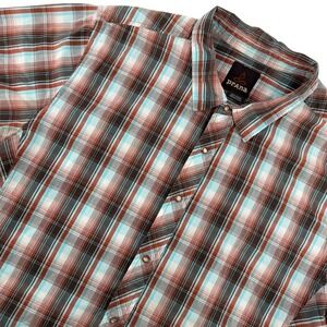 Prana Men's L Plaid Pearl Snap Short Sleeve Button‎ Up Shirt Casual Outdoor Hike